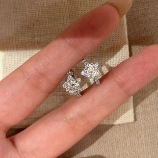 爆闪仿锆石星星圈圈耳环2025新款 高级感轻奢小众耳扣气质耳圈 爆款