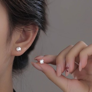 S925纯银碎银几两耳钉2025年新款 高级感螺丝拧扣养耳洞耳饰女 爆款