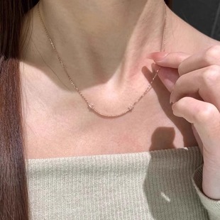 玫瑰金满钻微笑项链女款 轻奢小众高级感精致颈链日常百搭 2025新款
