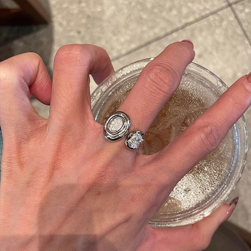 中古银色古币戒指女小众设计