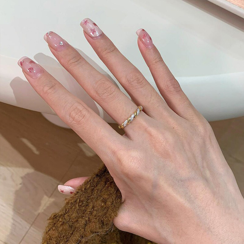 纯银麻花微镶钻戒指女轻奢高级感