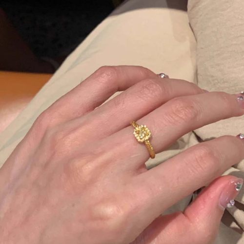 S925银金色小方糖锆石戒指女小众