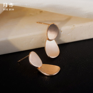 高级感耳钉独特漂亮耳饰 爆款 法式 复古几何拉丝圆片耳环女2025新款