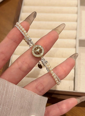 八芒星盘双层珍珠手链女轻奢小众