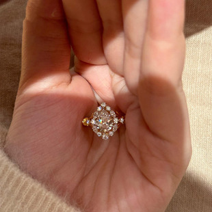 清冷感金色仿锆石水滴戒指女轻奢高级感气质食指戒复古千金感指环