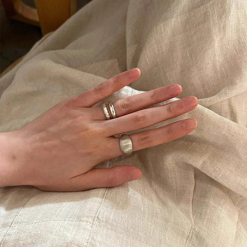 新中式凸面拉丝素圈戒指轻奢气质