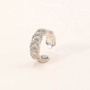 冷淡风吟缕沉吟镂空雕花戒指女轻奢高级感时尚 食指戒素圈指环 个性