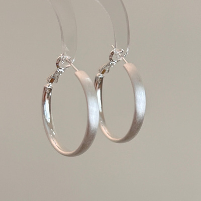 拉丝金属圆圈耳环2025新款高级感