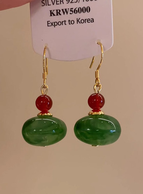 新中式撞色仿红玛瑙耳环小众独特气质耳钩2025新款配旗袍汉服耳饰