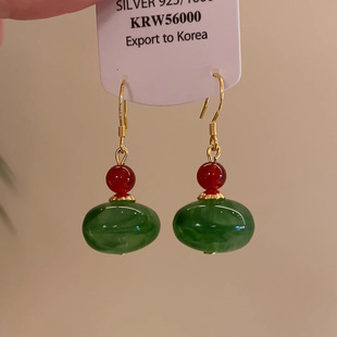 新中式 配旗袍汉服耳饰 撞色仿红玛瑙耳环小众独特气质耳钩2025新款