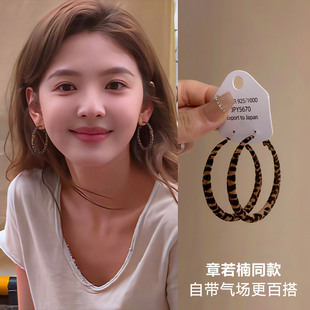 美拉德复古豹纹耳圈2025新款 高级感耳环小众独特气质夸张耳饰 爆款