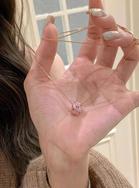 细闪粉碎钻转环项链女款2025新款