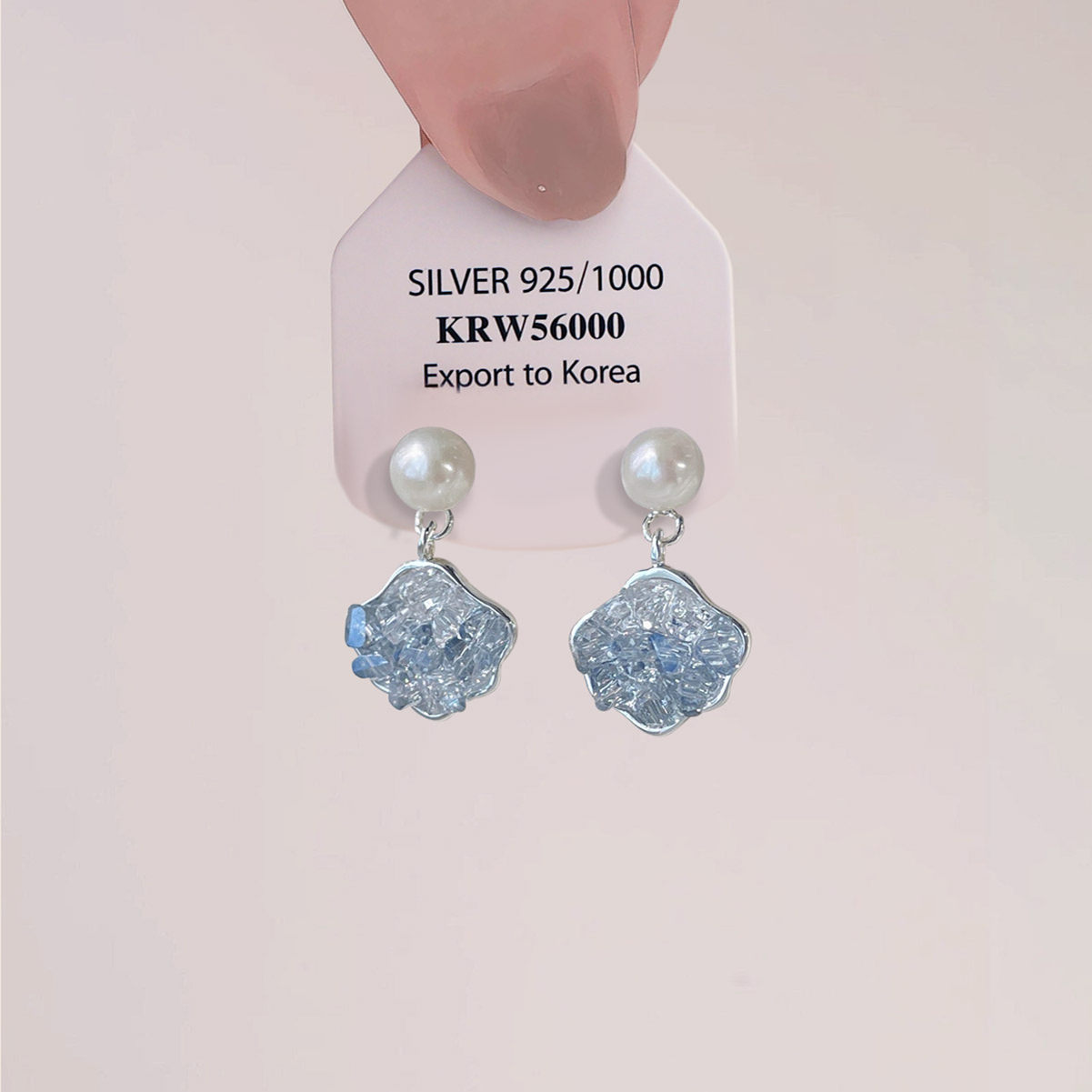 蓝晶石珍珠耳钉2025年新款爆款小众独特气质耳环女轻奢高级感精致