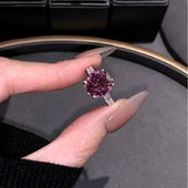 S925银紫色锆石戒指女轻奢高级感食指戒2026新款 指环小众设计 爆款