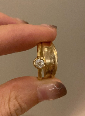 中古宽口素圈戒指小众轻奢高级感