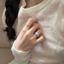 冷淡风银色拉丝戒指女轻奢高级感气质食指戒小众设计时尚 指环 个性