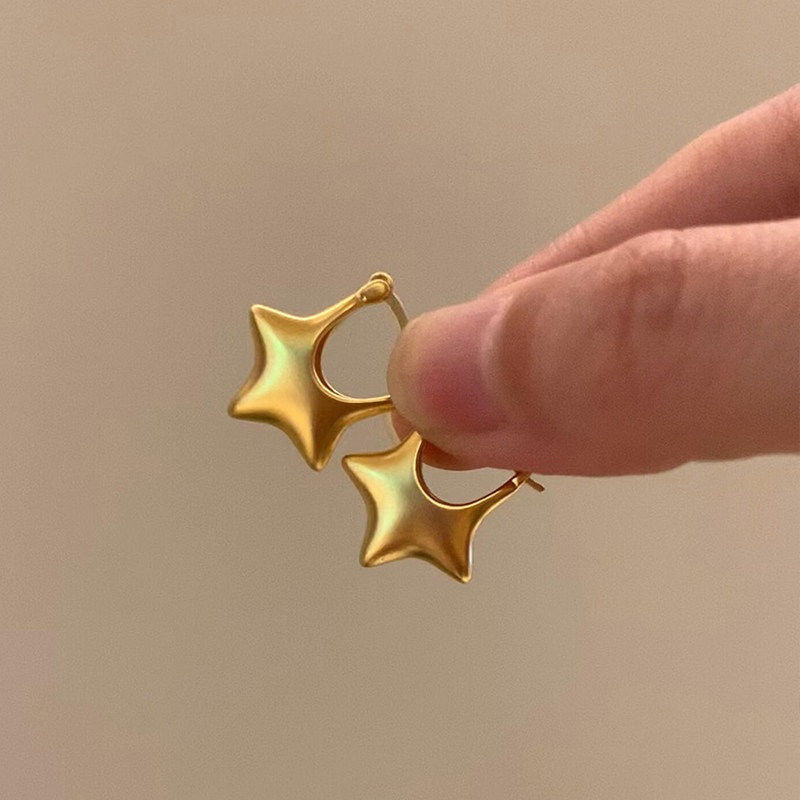 韩系金色哑光五角星耳环2025新款爆款高级感轻奢小众简约气质耳扣,饰品/流行首饰/时尚饰品新,耳环,淘宝优惠券,粉丝福利购,淘宝优惠卷