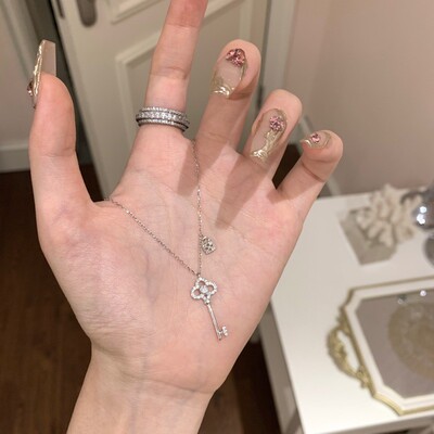 S925银满钻钥匙项链女款2026新款