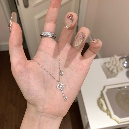 S925银满钻钥匙项链女款2026新款