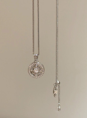 爆闪点钻花窗罗盘项链高级感气质