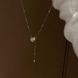 清冷感超细满钻水滴项链女款 高级感轻奢小众颈链日常百搭 2025新款