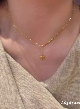 S925纯银碎冰冰蝴蝶流苏项链小众