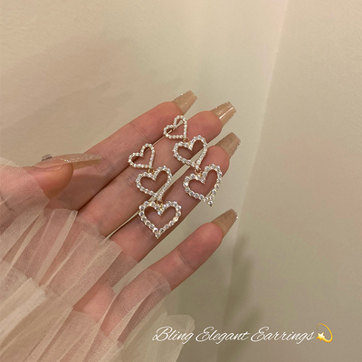 镶钻镂空爱心耳环女2026新款爆款