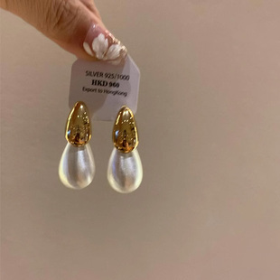 高级感轻奢耳钉独特气质耳饰 爆款 法式 复古撞色水滴耳环女2025新款