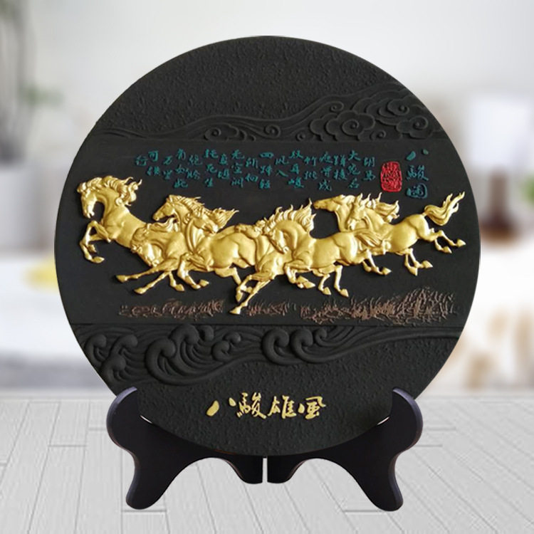 八骏雄风炭雕工艺品摆件商务会议礼品企事业单位福利礼品