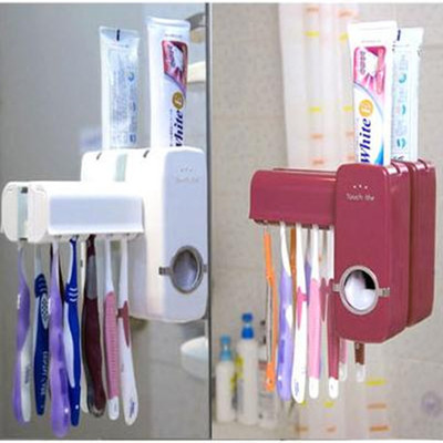 五位自动牙膏挤压器牙刷架套装 卫浴洗漱架牙具座
