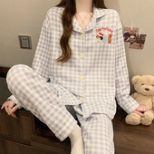 腊肠犬睡衣秋冬女保暖甜美格子空气棉休闲爆款 批发 卡通家居服套装