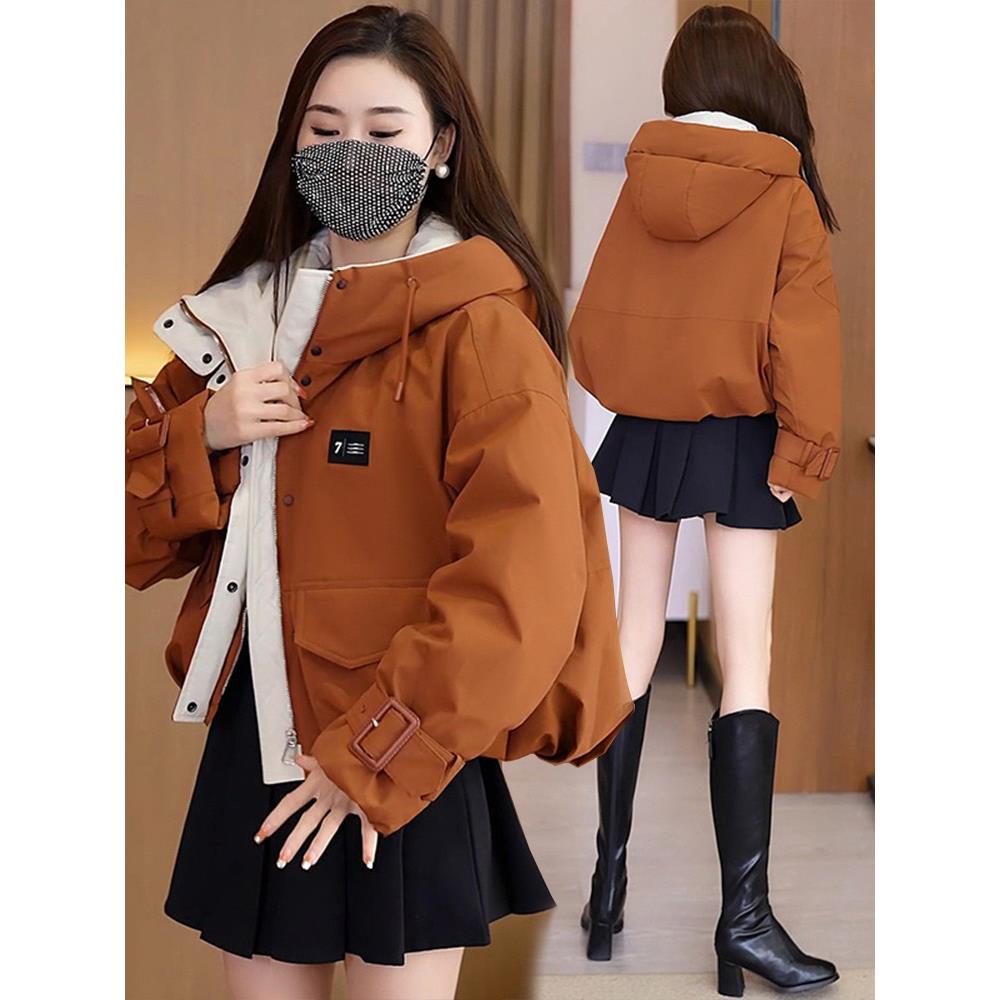 加绒派克服女冬2025新款小个子夹棉短外套宽松休闲加厚棉服棉袄潮