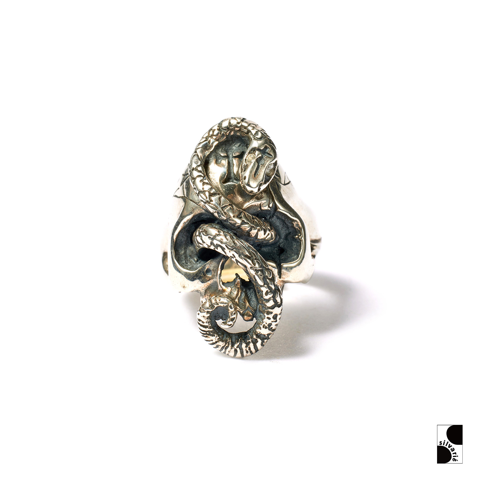 GALCIA男925银饰朋克骷髅戒指