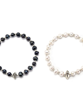 SUNKU日本手工黑白珍珠手链男女