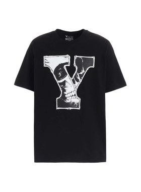 Y's Ys for men MASSES 合作款 黑色Y字街头潮牌棉制圆领T恤短袖