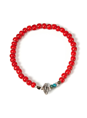 =silvarie=SUNKU39 日本制粗款美式复古红色琉璃珠日系手串手链