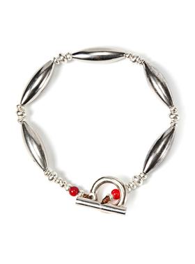 =silvarie=SUNKU39 日本制美式复古做旧银管珠红琉璃纯银手串手链