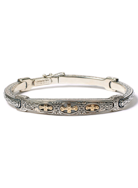 希腊古典拜占庭式十字金银手镯男