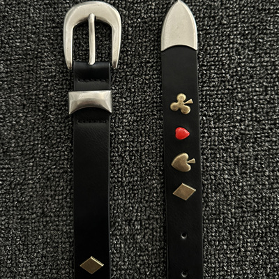 可调节做旧扑克牛皮腰带