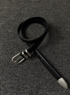 Jussing二层牛皮our风格腰带黑色简约百搭通勤cleanfit风穿搭皮带