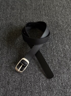 Jussing极简风Cleanfit金属扣腰带 黑色日常穿搭通勤百搭细款皮带