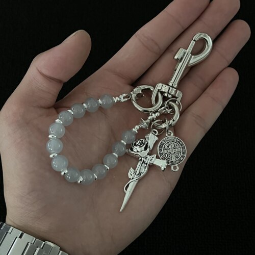 JUSSING玉珠链玫瑰十字架