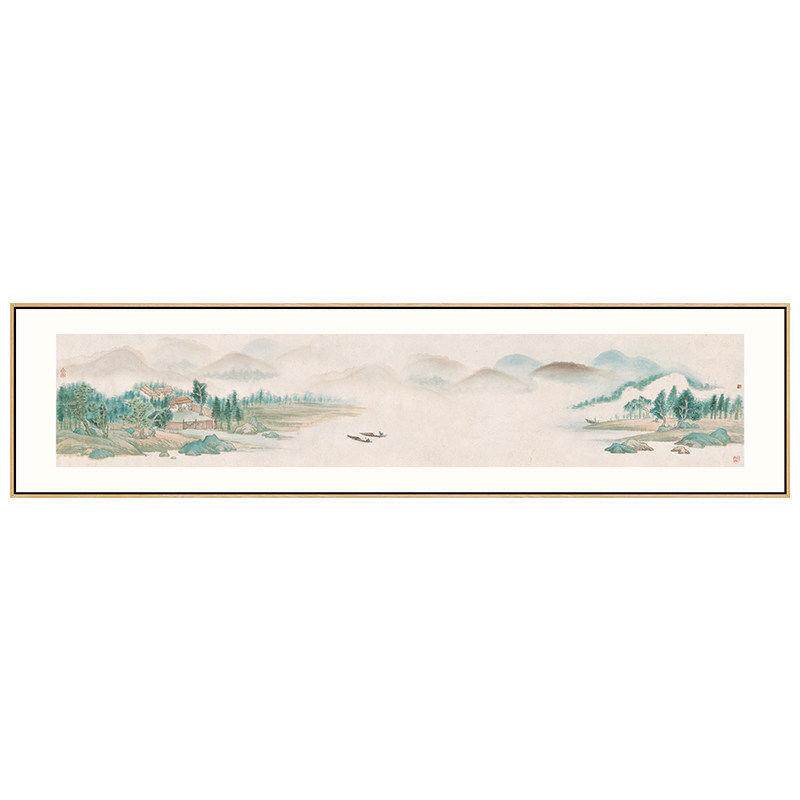 山居新中式客厅装饰画山水画茶室背景墙挂画中国风墙画原创壁画