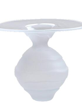 现简约磨砂白色透明玻璃花水培插花花器工艺品家居摆件