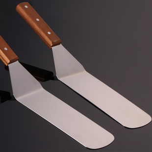 907不锈钢木柄加长板铲牛扒煎饼铲平铲铁板烧铲烧烤铲多用煎铲邻