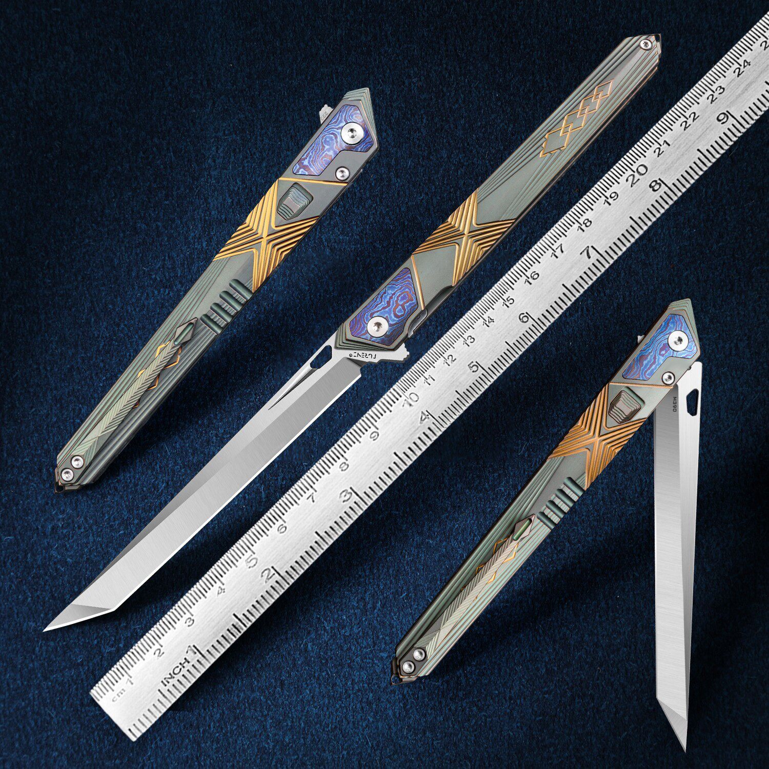 进口M390粉末钢折叠刀户外露营求生防身折刀高品质高硬度钛合金刀