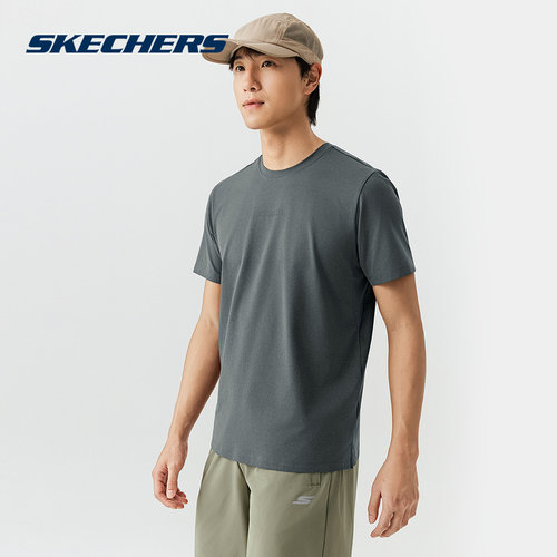 Skechers斯凯奇夏男子针织短袖跑步运动休闲速干透气T恤 P226M142