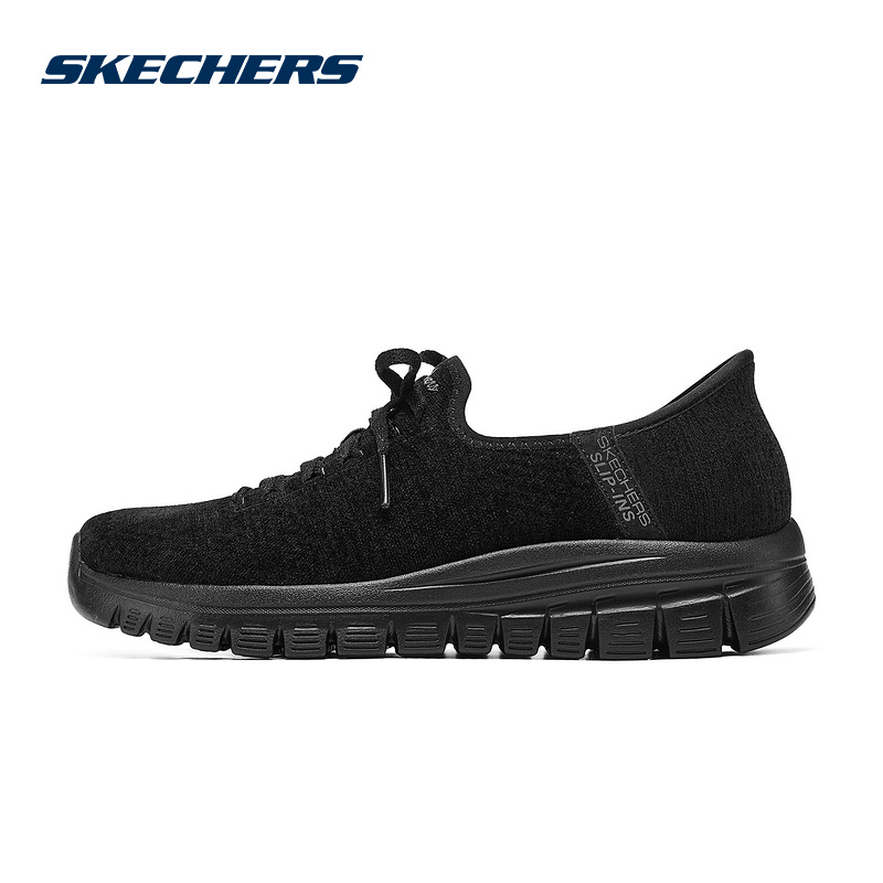 Skechers斯凯奇冬新款女舒适轻质健步闪穿一脚蹬休闲鞋100841-BBK