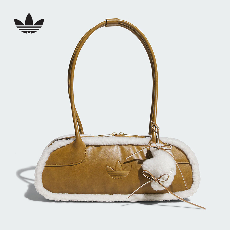 adidas阿迪达斯三叶草女子运动休闲潮流毛绒单肩包手拎包KT0859