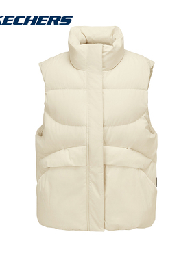 斯凯奇冬季女士轻盈防泼水户外立领梭织羽绒服马甲L425W021-001J